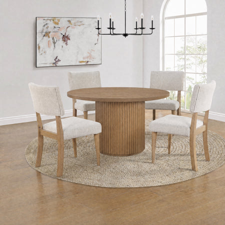 Colvin Natural 5 Piece Wood Top Dining Set with Upholstered Side Chairs