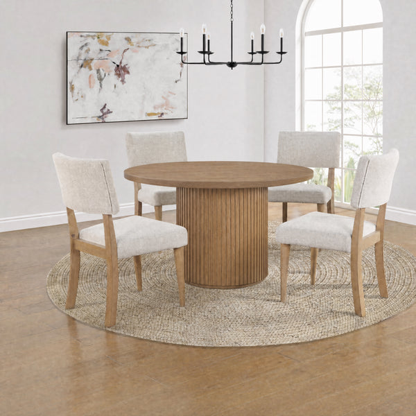 Colvin Natural 5 Piece Wood Top Dining Set with Upholstered Side Chairs
