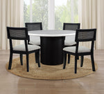 Colvin Black 5 Piece Marble Top Dining Set with Cane Back Chairs