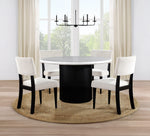 Colvin Black 5 Piece Marble Top Dining Set with Upholstered Side Chairs