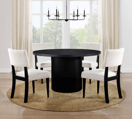 Colvin Black 5 Piece Wood Top Dining Set with Upholstered Side Chairs