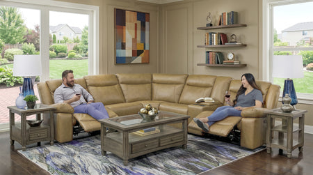 Dallas Saddle 6 Piece Leather Reclining Sectional