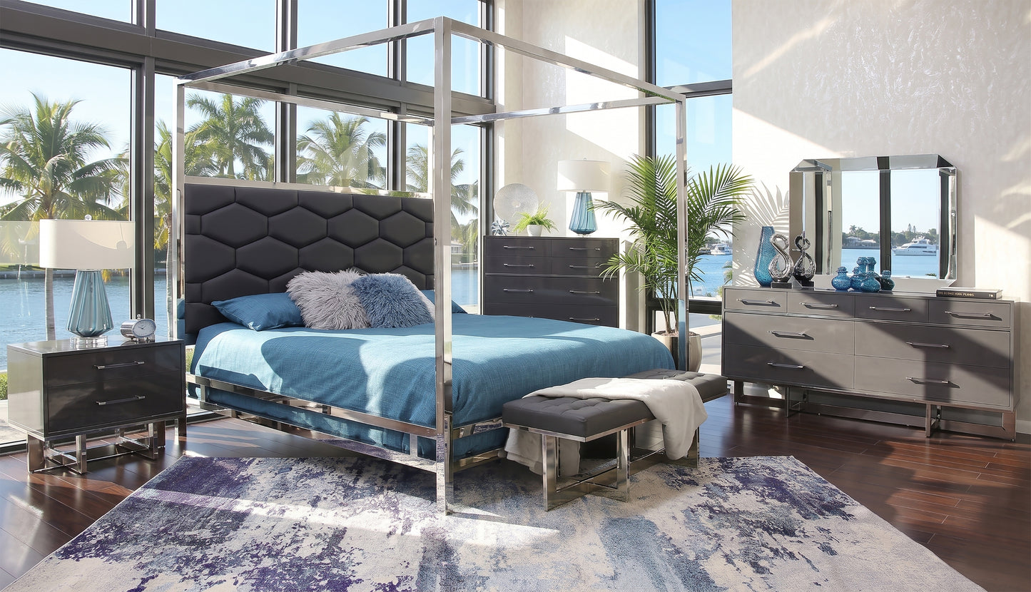 Cama con dosel tamaño king Dante Graphite