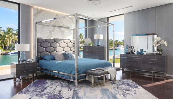 Cama con dosel tamaño king Dante Graphite