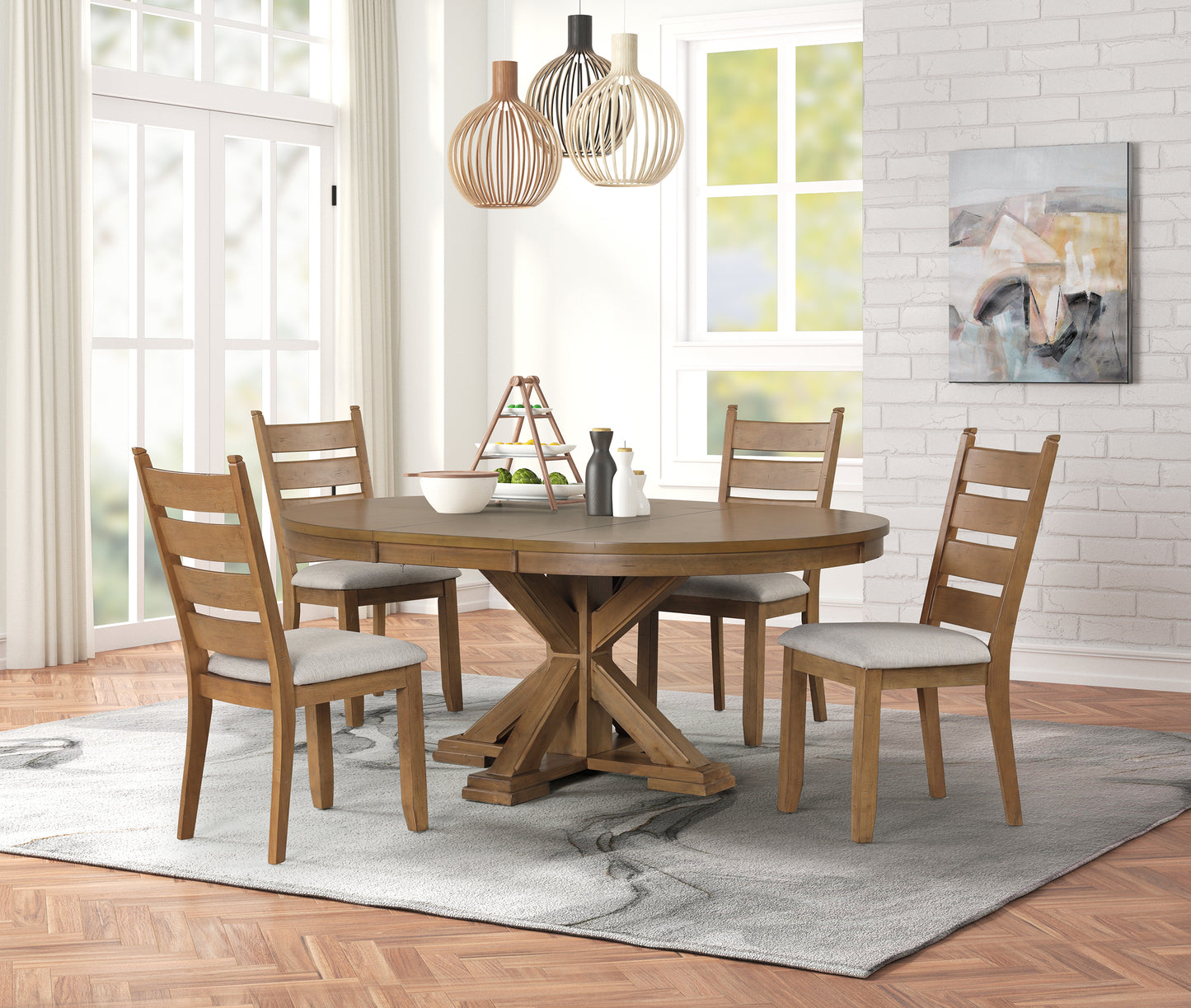 Trina 5 Piece Round/Oval Dining Set All Natural