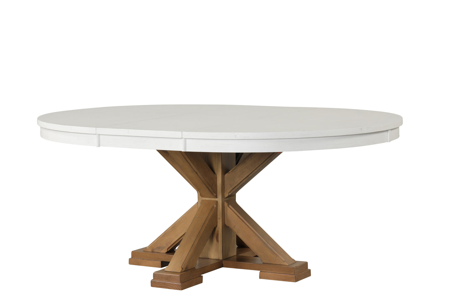 Trina Round/Oval Dining Table with White Top and Natural Base