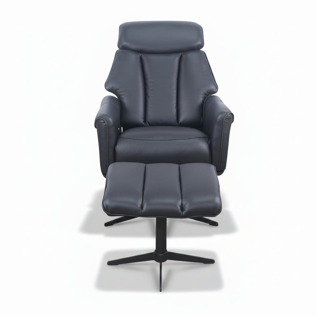 Davy Leather Swivel Chair & Ottoman