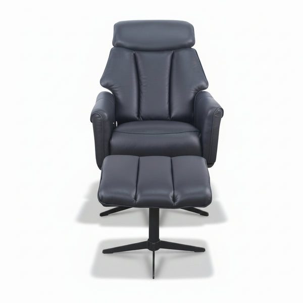 Davy Leather Swivel Chair & Ottoman