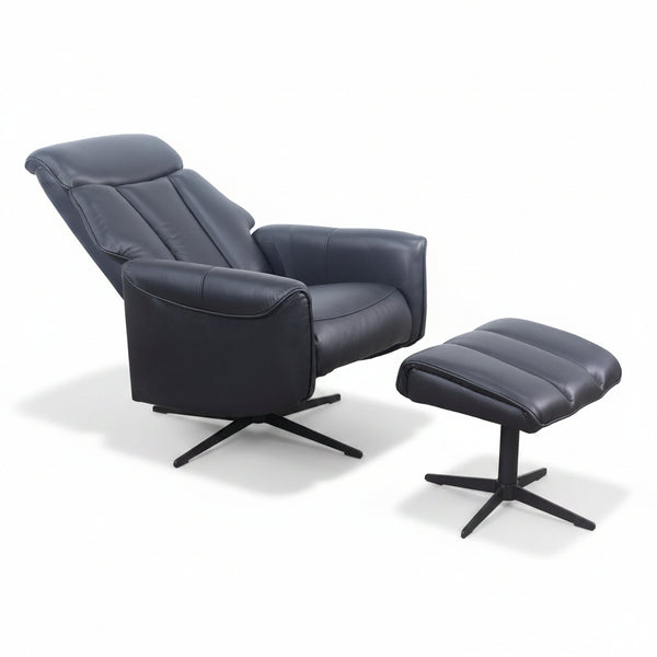 Davy Leather Swivel Chair & Ottoman
