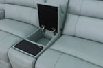 Hero Aqua Leather Zero Gravity Triple Power Console Sofa