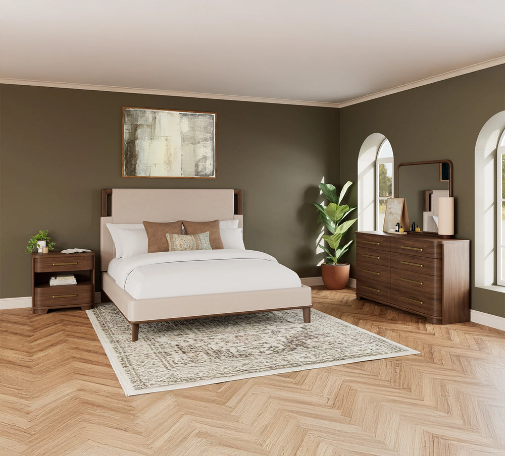 Delia Walnut 5 Piece King Panel Bedroom