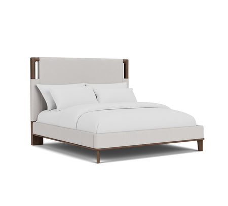 Delia Walnut Queen Upholstered Panel Bed