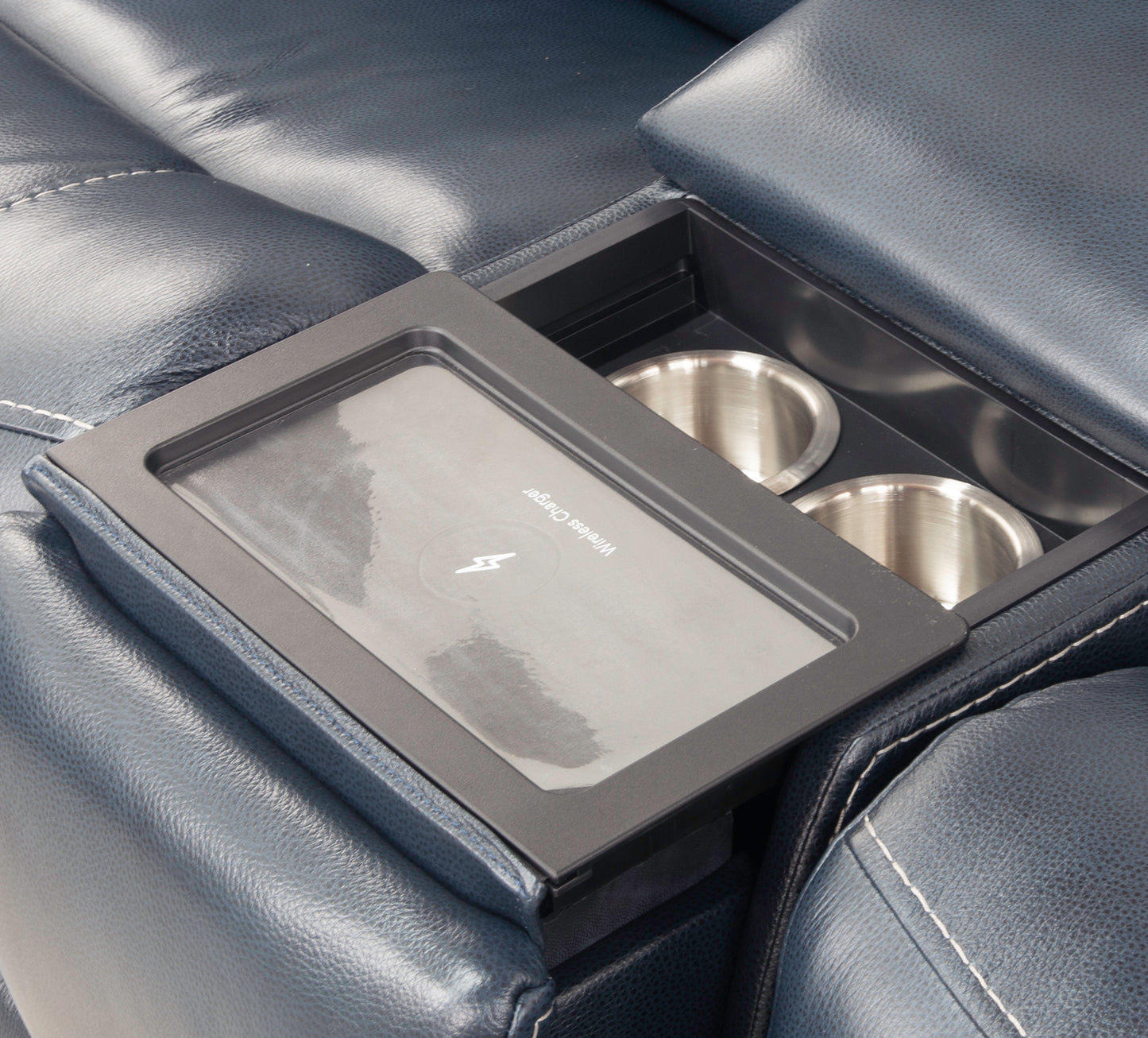 Oscar 6 Piece Leather Zero Gravity Triple Power Sectional with Left and Right Arm Facing Recliners, Armless Chair, Wedge, Armless Recliner, and Storage Console