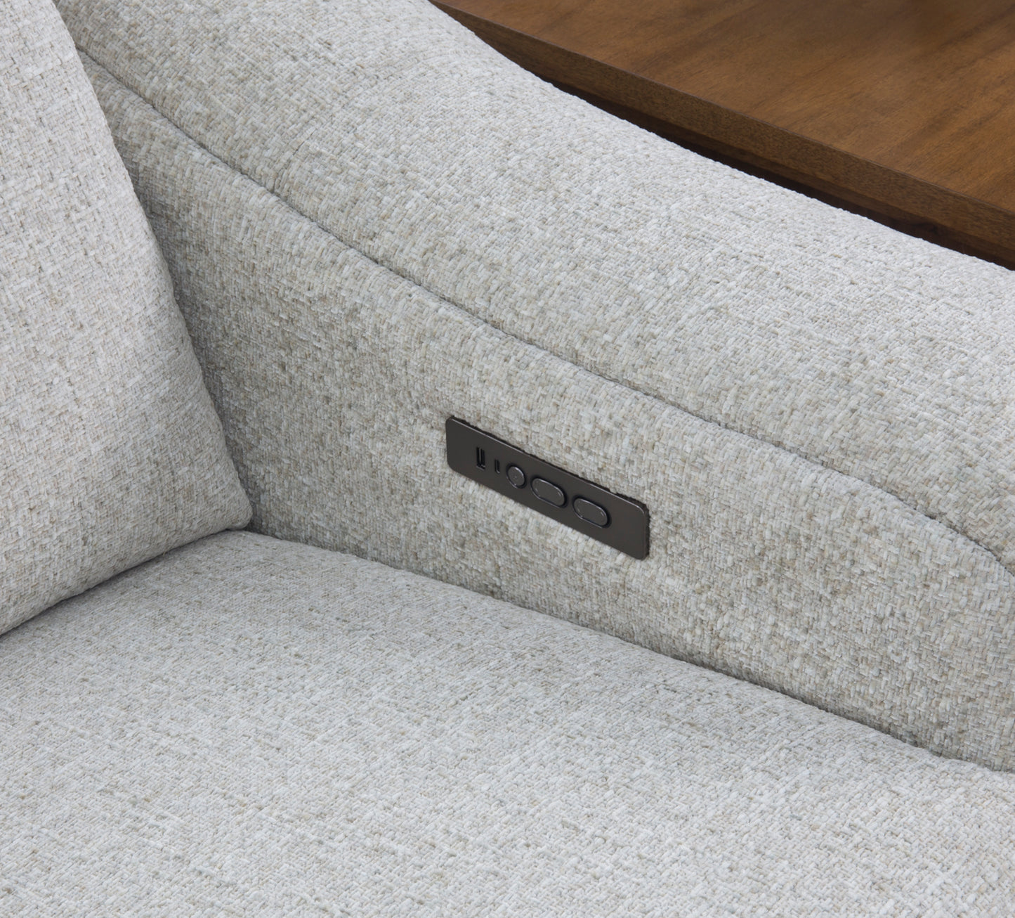 Gizmo 6 Piece Dual Power Reclining Sectional with Left Arm Facing Chaise and Drop Down Table