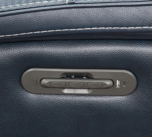 Oscar 7 Piece Leather Zero Gravity Triple Power Sectional with Left and Right Arm Facing Recliners, Armless Chair, Wedge, Armless Recliner, and 2 Storage Consoles