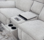 Tunes 3 Piece Zero Gravity Dual Power Sofa with Drop Down Table and Immersive Sound, Loveseat with Cooling Console and Immersive Sound, and Recliner