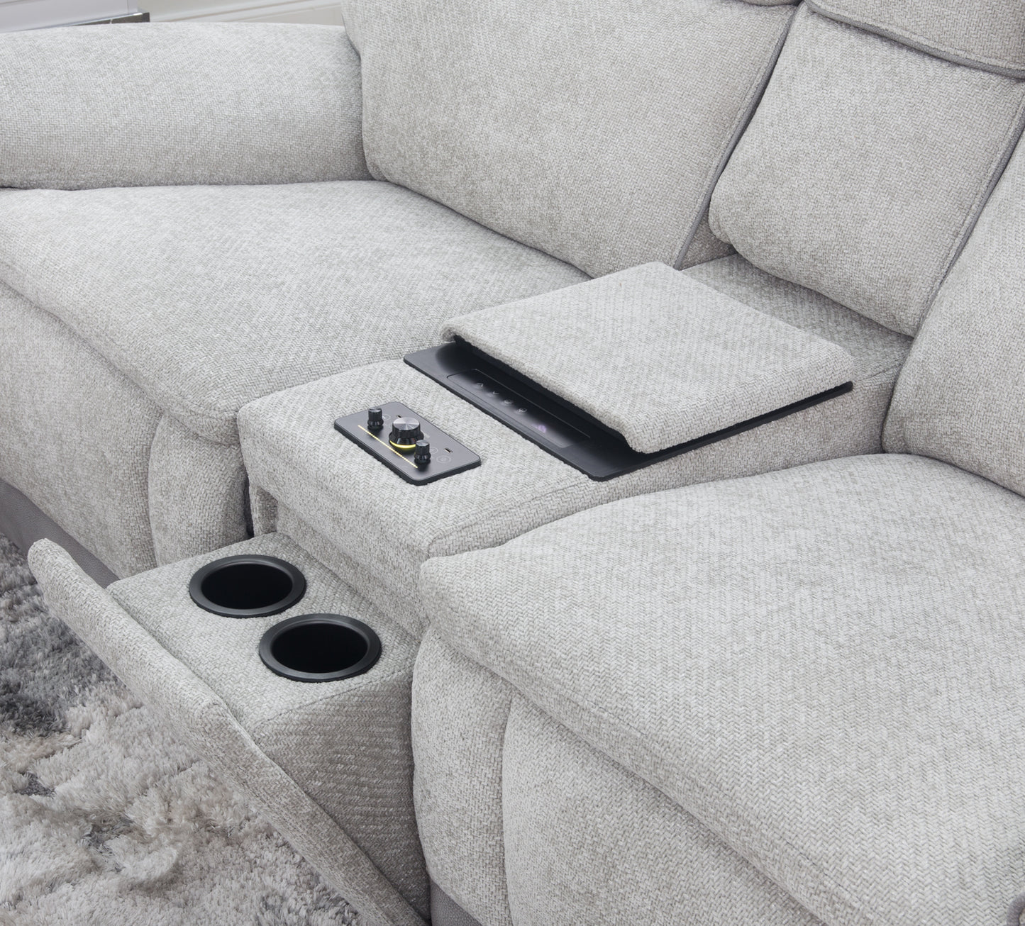 Tunes Zero Gravity Dual Power Loveseat with Cooling Console and Immersive Sound