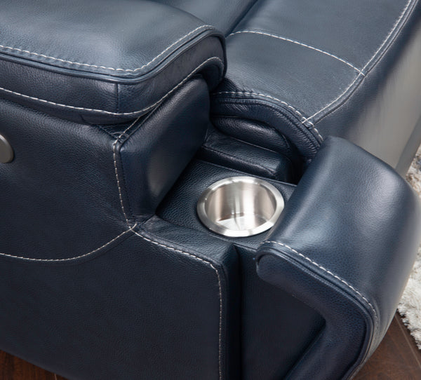 Oscar 7 Piece Leather Zero Gravity Triple Power Sectional with Left and Right Arm Facing Recliners, Armless Chair, Wedge, Armless Recliner, and 2 Storage Consoles