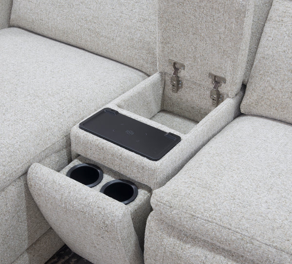 Gizmo 6 Piece Dual Power Reclining Sectional with Left Arm Facing Chaise and Drop Down Table