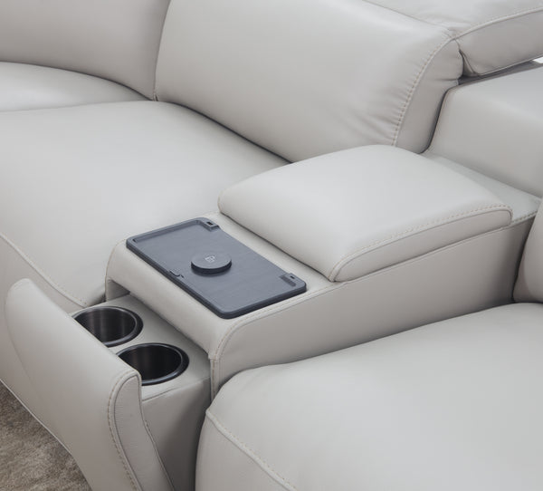 Blaise 7 Piece Leather Dual Power Sectional with Storage Console and Cooling Console