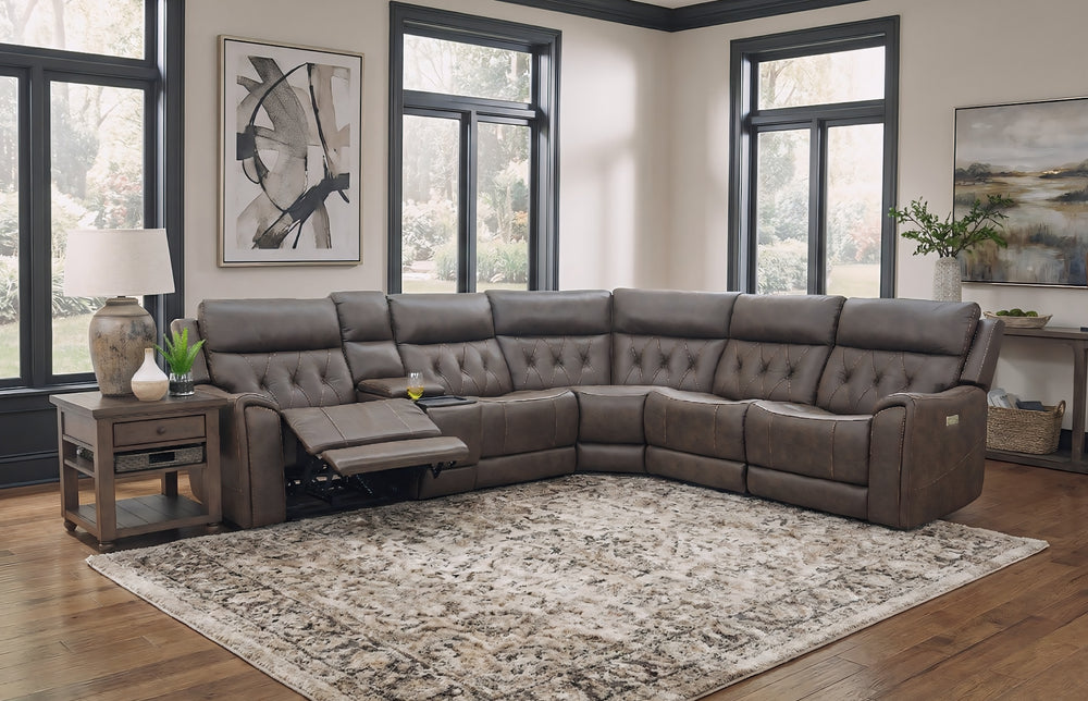 Diamond 6 Piece Triple Power Reclining Sectional with Left and Right Arm Facing Recliners