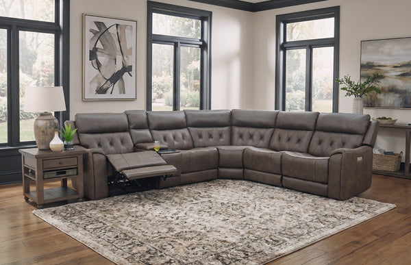 Diamond 6 Piece Triple Power Reclining Sectional with Left and Right Arm Facing Recliners