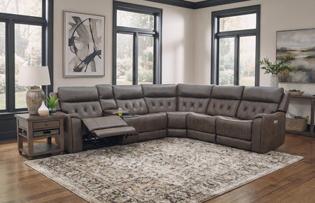 Diamond 6 Piece Triple Power Reclining Sectional with Left and Right Arm Facing Recliners