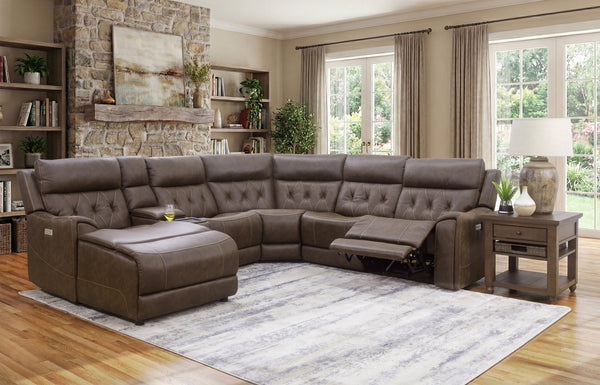 Diamond 6 Piece Triple Power Reclining Sectional with Left Arm Facing Chaise
