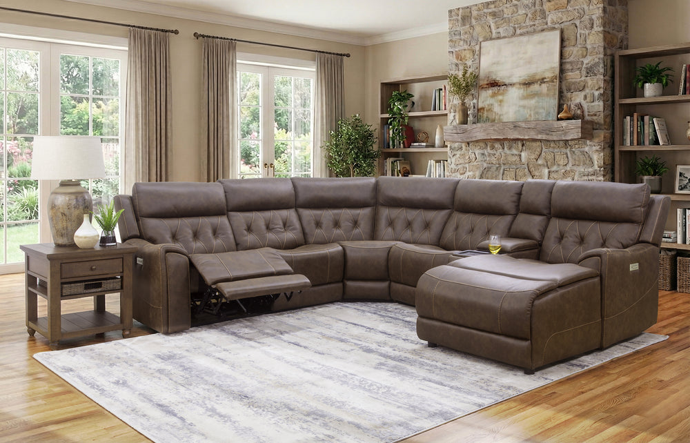 Diamond 6 Piece Triple Power Reclining Sectional with Right Arm Facing Chaise
