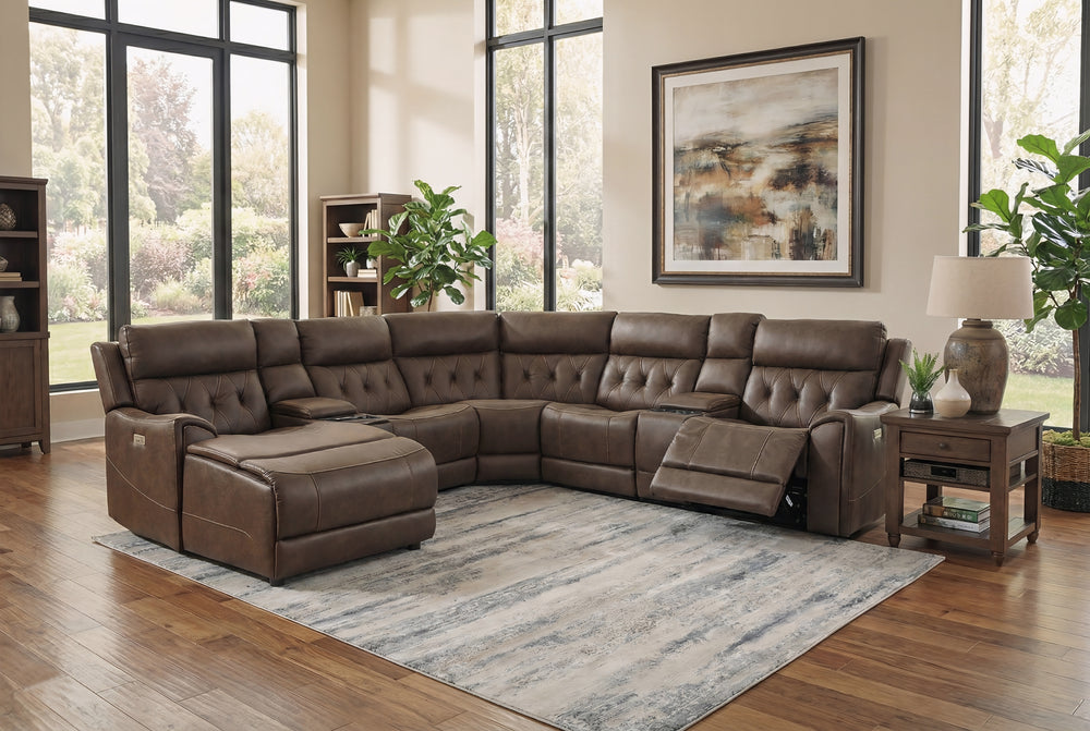 Diamond 7 Piece Triple Power Reclining Sectional with Left Arm Facing Chaise