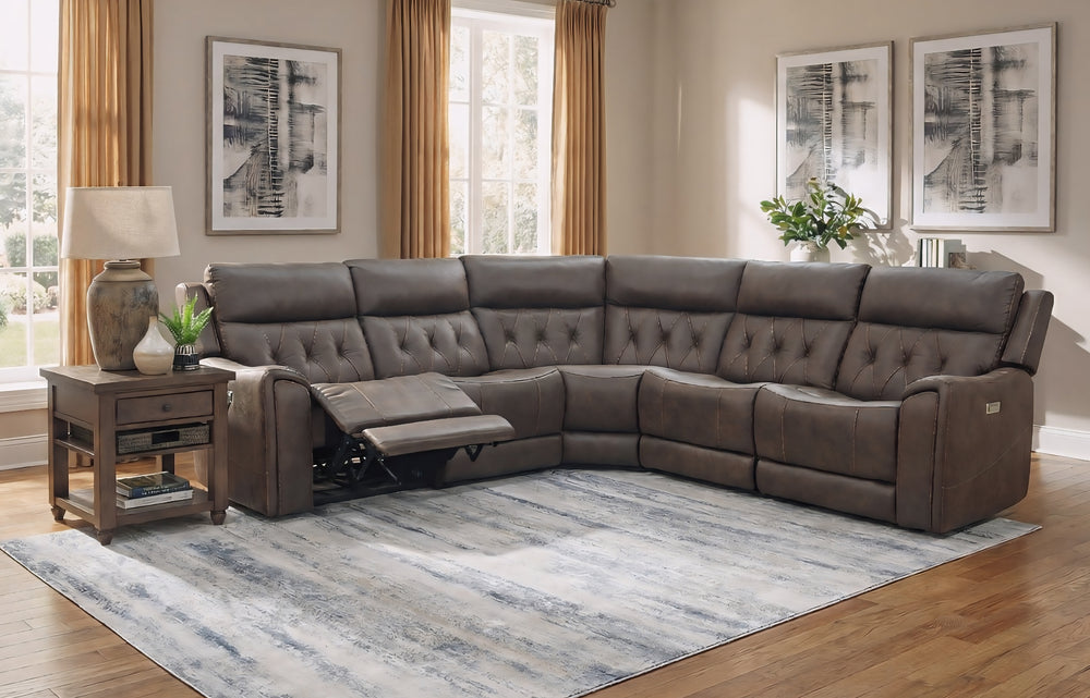Diamond 5 Piece Triple Power Reclining Sectional with Right Arm Facing and Left Arm Facing Recliner