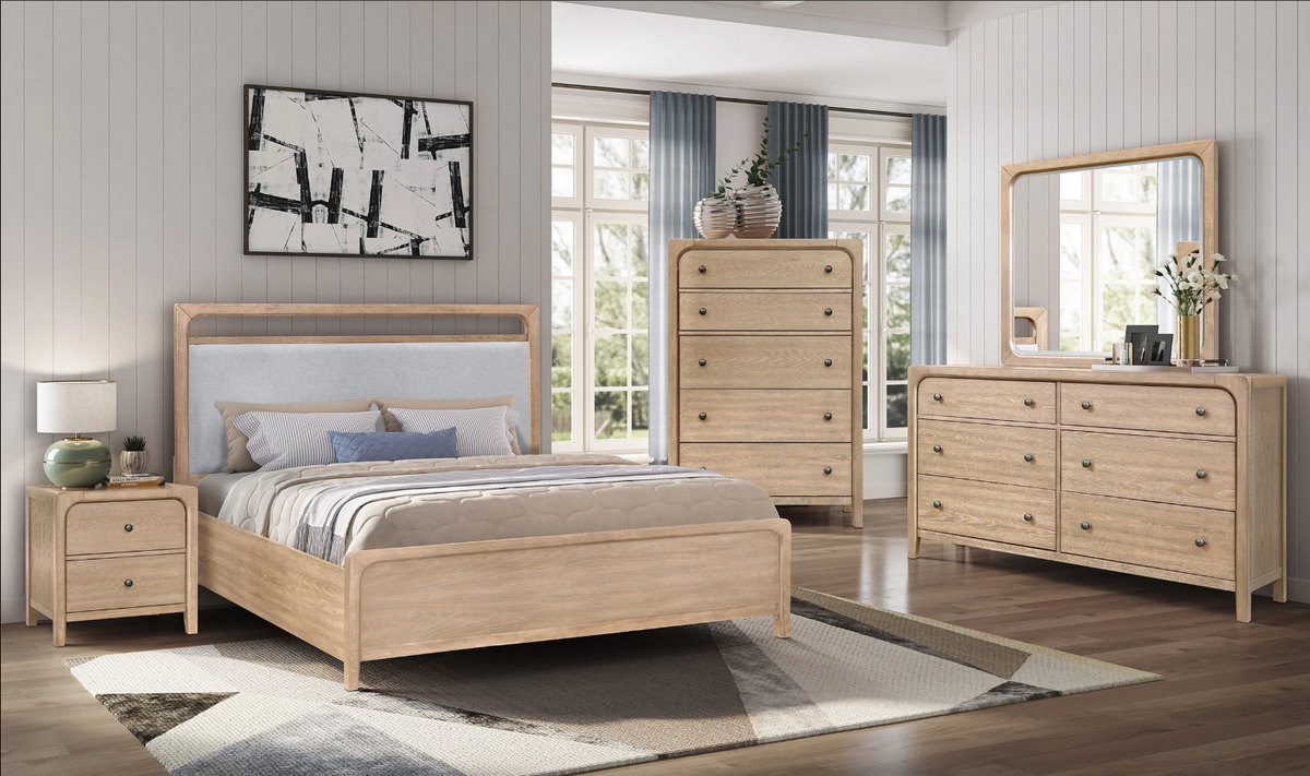 Easton 5 Piece King Upholstered Panel Bedroom