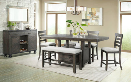 Nevada Pub II 6 Piece Counter Height Set with 4 Ladder Back Stools and Bench