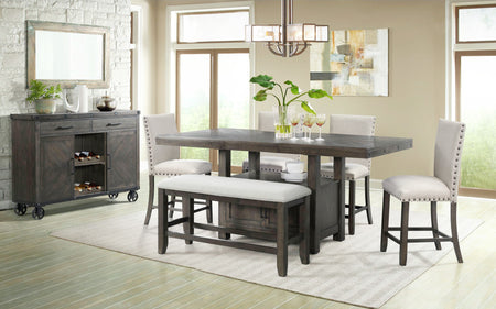 Nevada Pub II 5 Piece Counter Height Set with Upholstered Stools