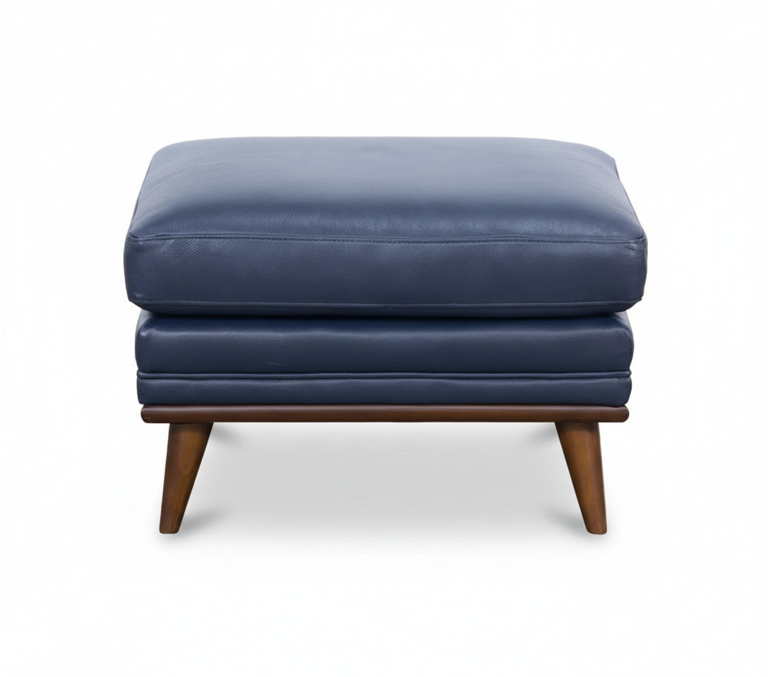 Emmitt Navy II Leather Ottoman