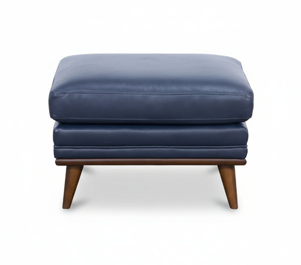 Emmitt Navy II Leather Ottoman