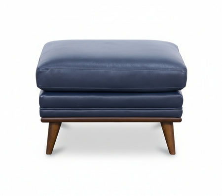 Emmitt Navy II Leather Ottoman