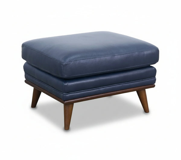 Emmitt Navy II Leather Ottoman