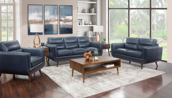 Emmitt Navy II 5 Piece Leather Living Room