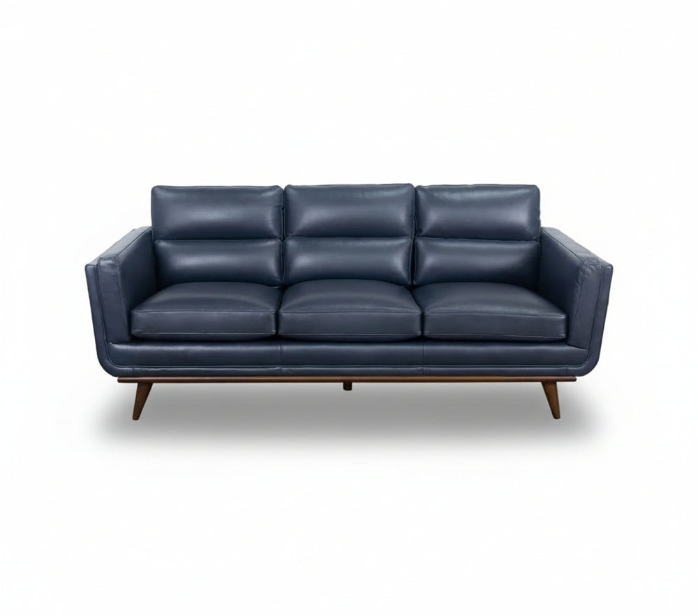 Emmitt Navy II Leather Sofa 83"