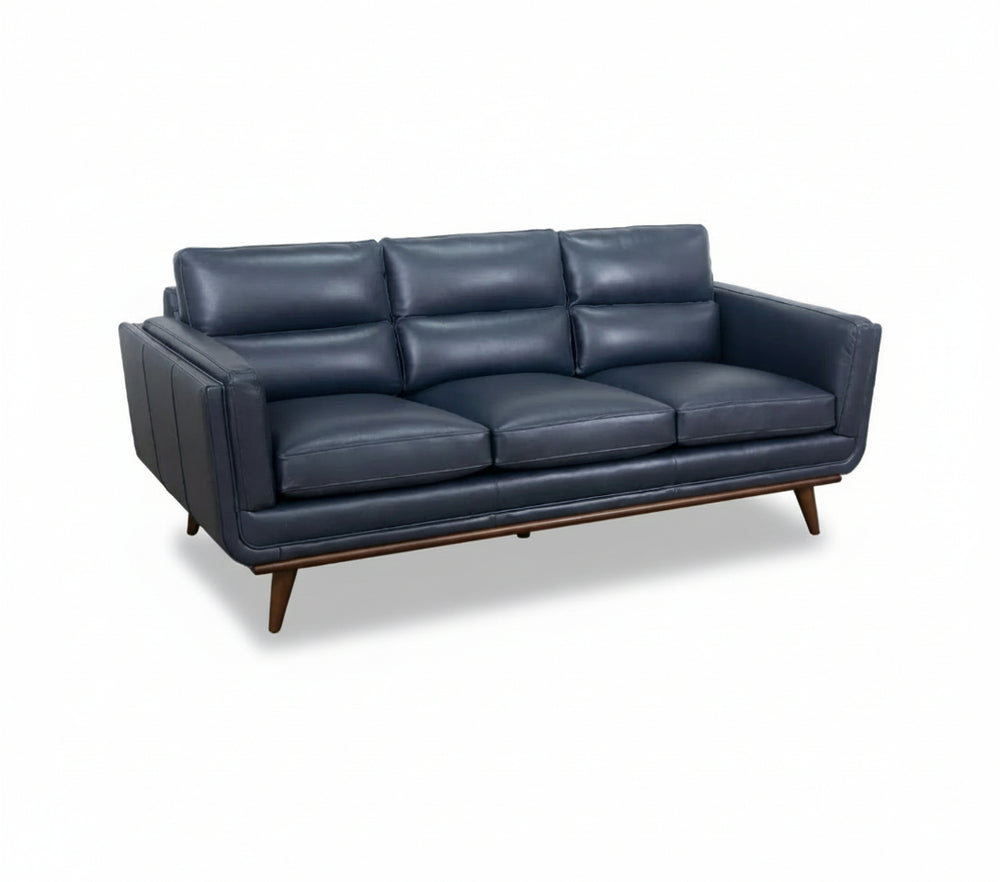 Emmitt Navy II Leather Sofa 83"