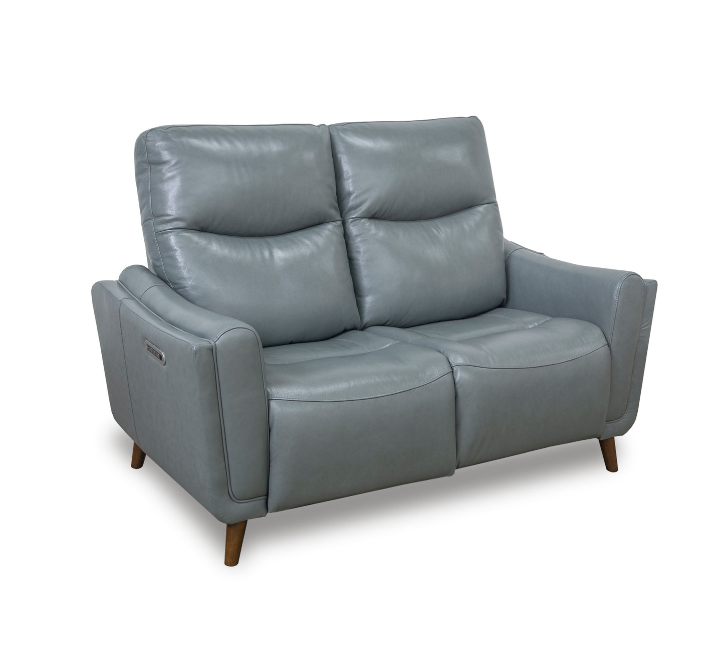 Ethan Teal Leather Triple Power Loveseat