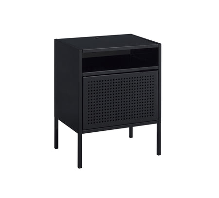 Mesita de noche negra Ember con USB