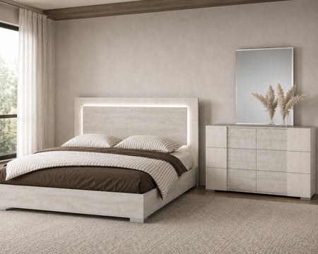 Fiorella 6 Piece King Panel Lighted Bedroom