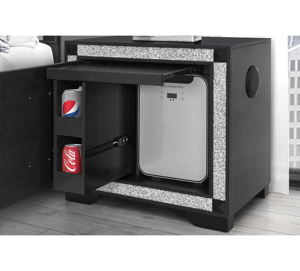Fergie Charcoal Nightstand with Fridge