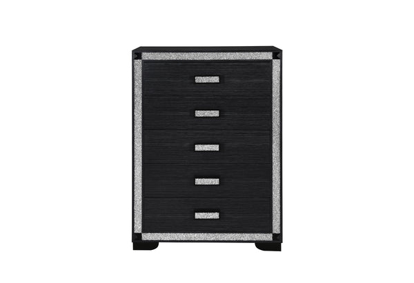 Black dresser with glitter  accents on a white background