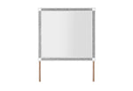 Beveled mirror crafted from hardwood solids featuring a painted white finish and dazzling 