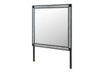 Rectangular mirror with decorative frame on a white background