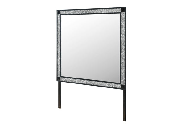 Rectangular mirror with decorative frame on a white background