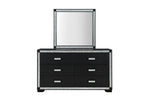 Black dresser with mirror on a white background